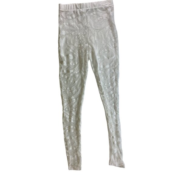 Sheer White Lace Bodysuit & Pants Set Fashion Nova Size Large Sexy Leggings Y2K - Picture 7 of 13